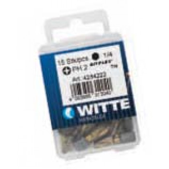 Биты BITFLEX TIN для винтов Pozidriv, PZ 2 x 25 мм, в пластмассовом боксе (15 шт.) 428446 WITTE
