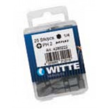 Биты BITFLEX для винтов Phillips, PH 2 x 25 мм, в пластмассовом боксе (25 шт.) 428022 WITTE