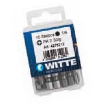 Биты INDUSTRIE для винтов Phillips, PH 1 x 50 мм, в пластмассовом боксе (10 шт.) 427520 WITTE