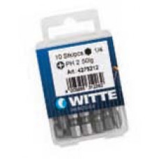 Биты INDUSTRIE для винтов Phillips, PH 3 x 50 мм, в пластмассовом боксе (10 шт.) 427522 WITTE